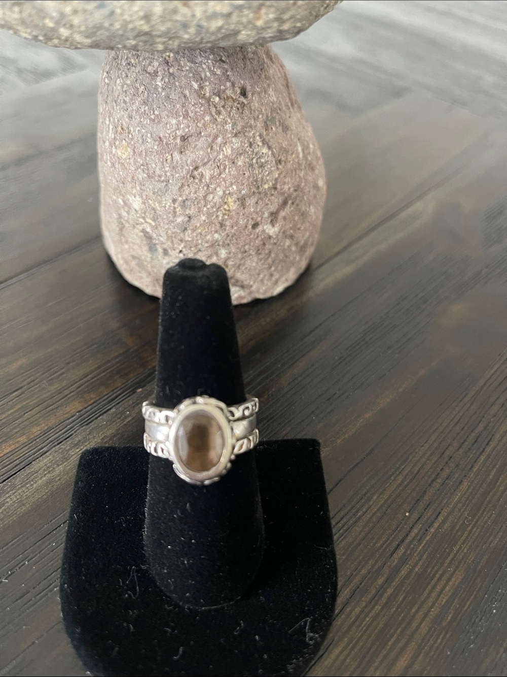 Silpada Sterling Silver Smoky Quartz Oval Stackable Ring - Brown